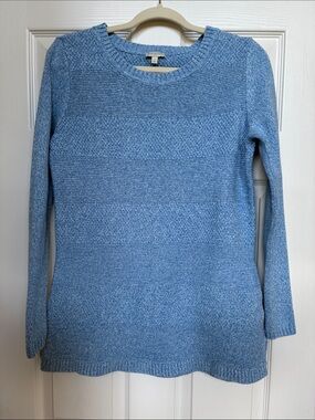 Talbots Light Blue Textured Knit Crewneck Sweater
